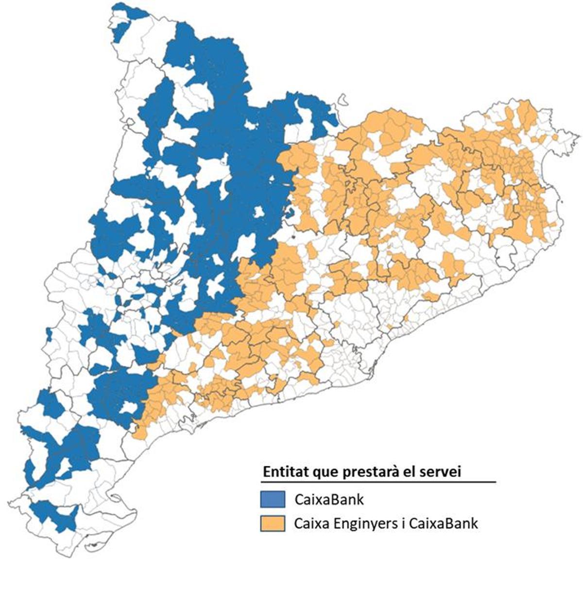 Distribució per municipis de les entitats financeres que gestionen el servei