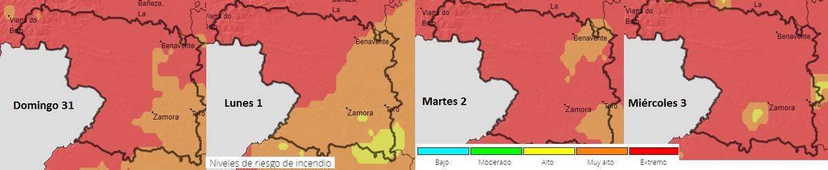 Riesgo de incendio en Zamora en los próximos días