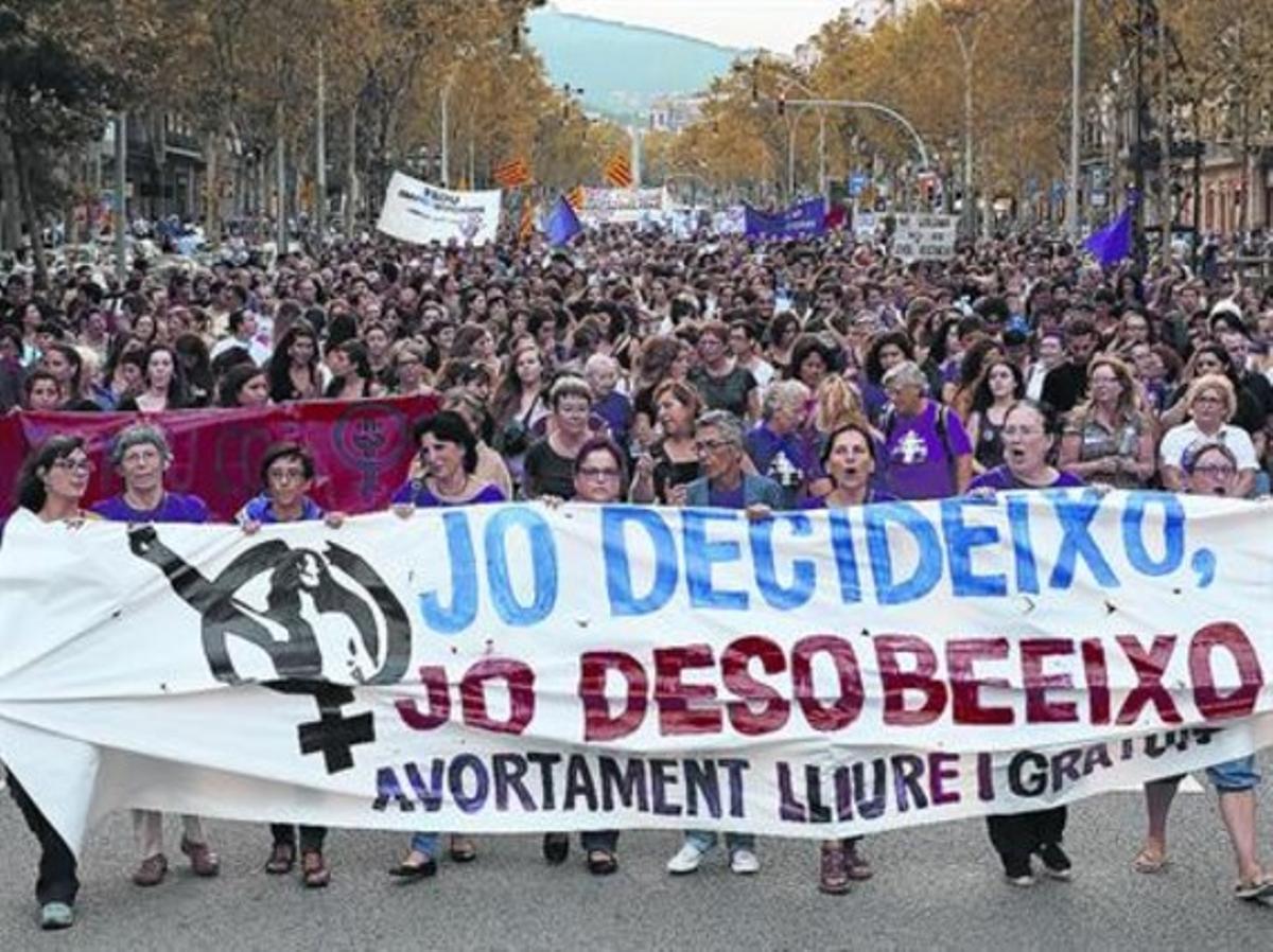 Marxa en defensa de l’avortament lliure celebrada a Barcelona el setembre passat.