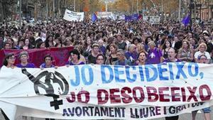 Marxa en defensa de l’avortament lliure celebrada a Barcelona el setembre passat.