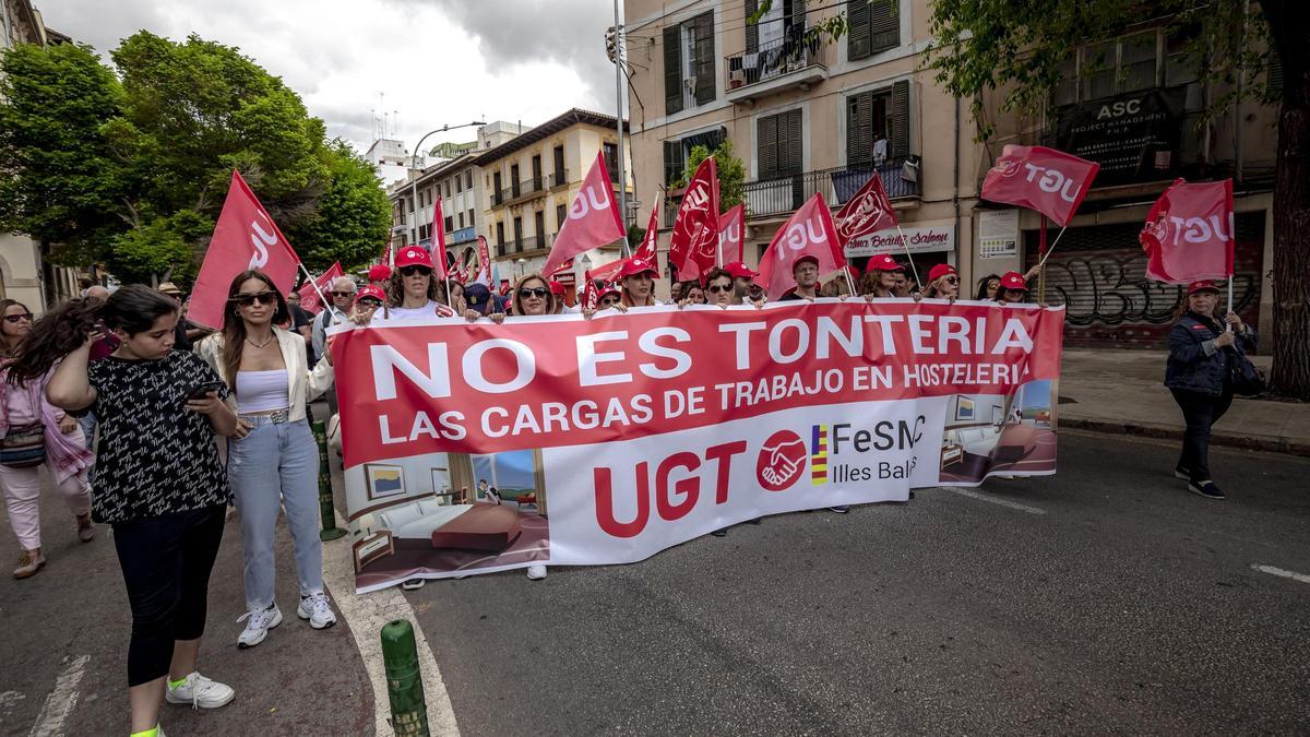 Pancarta de UGT durante un Primero de Mayo