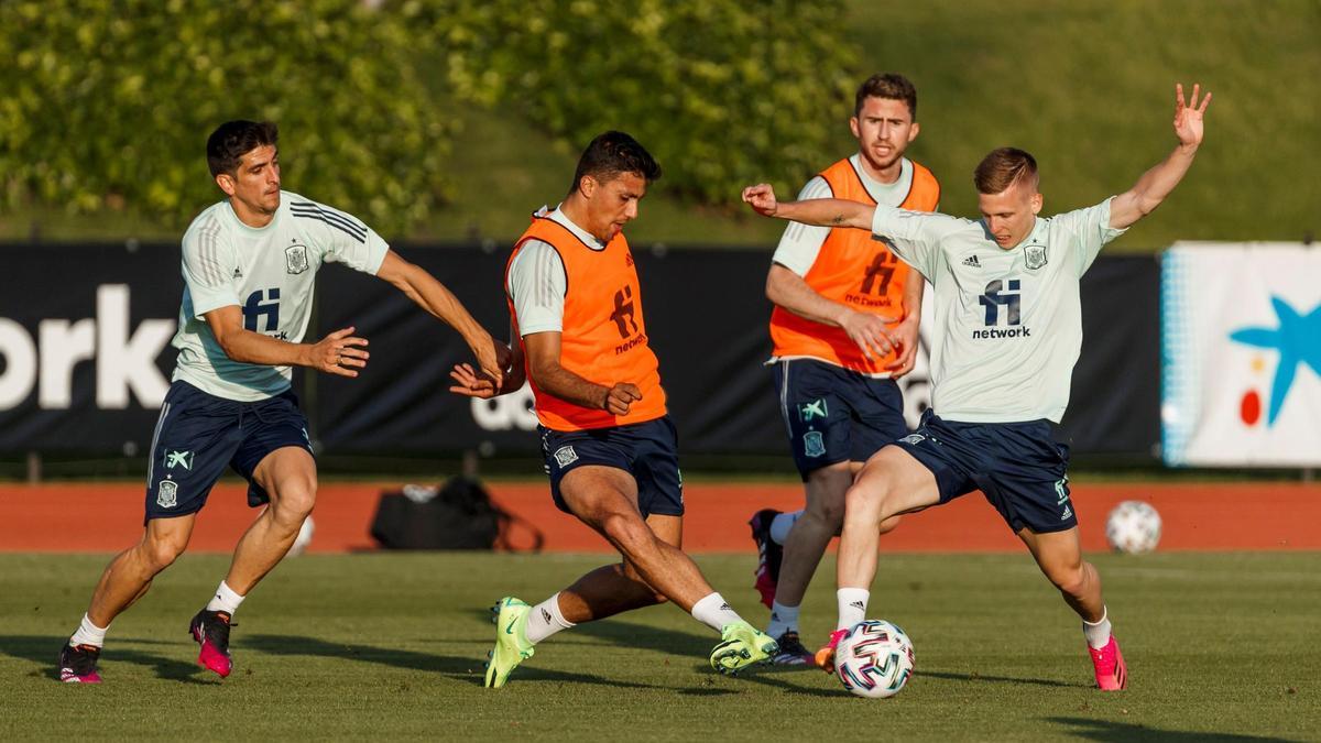 Los jugadores de la Selección Española durante un entrenamiento en Las Rozas