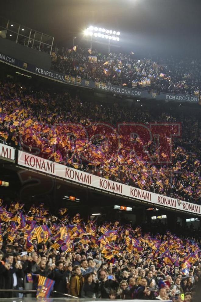 La afición del FC Barcelona llenó el Camp Nou en el partido de ida de las semifinales de Copa del Rey entre el FC Barcelona y el Real Madrid
