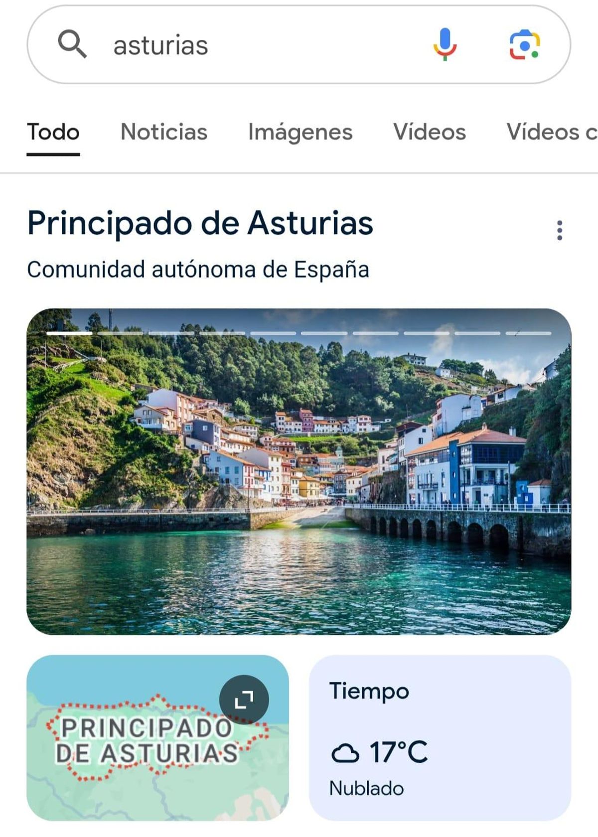 La imagen de Cudilero que ofrece Google al buscar Asturias