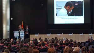 Imagen del comisario Chacón en su intervención en este acto de Mossos