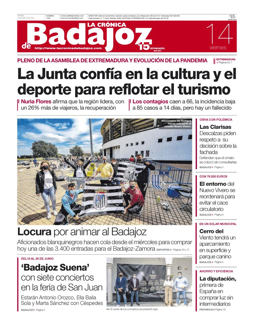 Consulta la portada correspondiente al día 14 de mayo del 2021