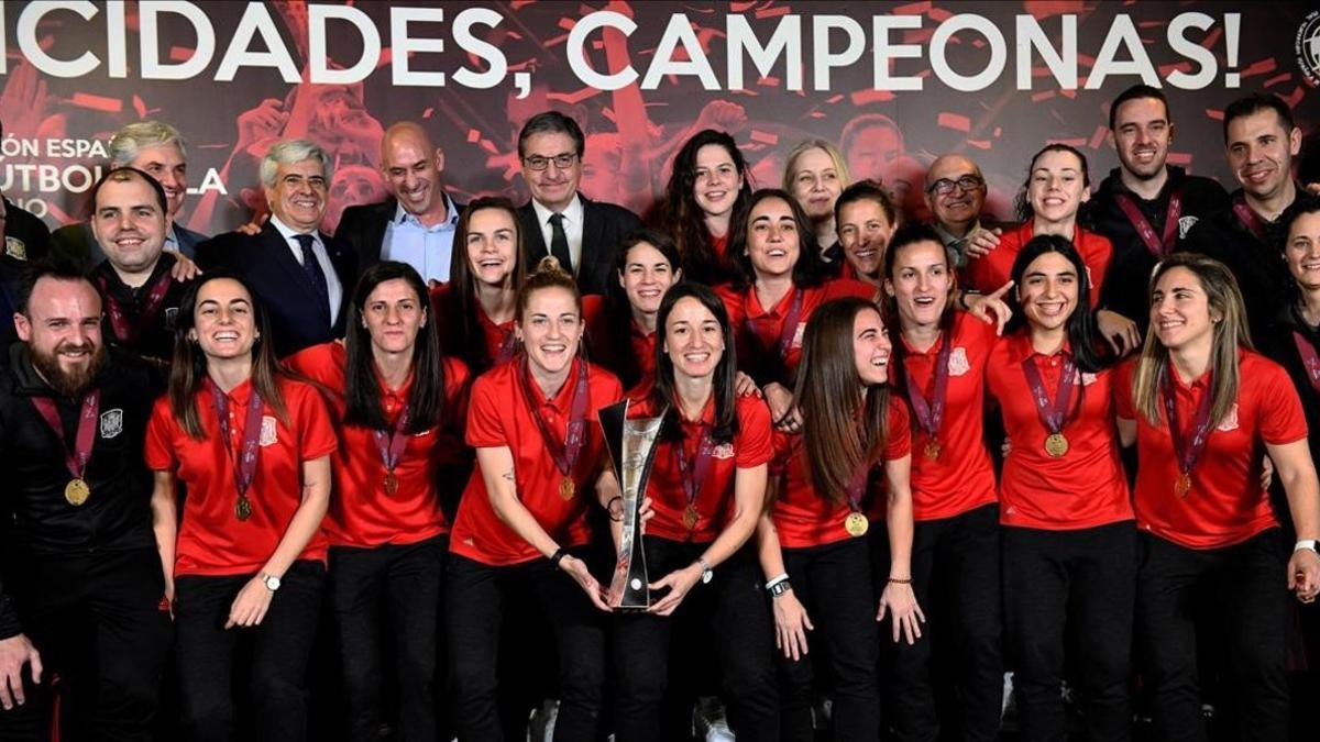 Recepción a la selección española de Fútbol Sala femenina, en febrero del 2019.