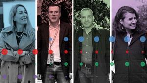 Los candidatos a las elecciones en Extremadura: María Guardiola (PP), Miguel Ángel Gallardo (PSOE), Óscar Fernández Calle (Vox) e Irene de Miguel (Unidas por Extremadura)