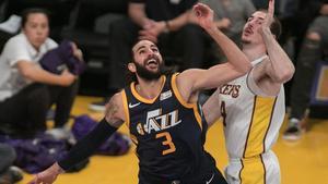 Ricky Rubio, en el último partido de Utah ante los Lakers.