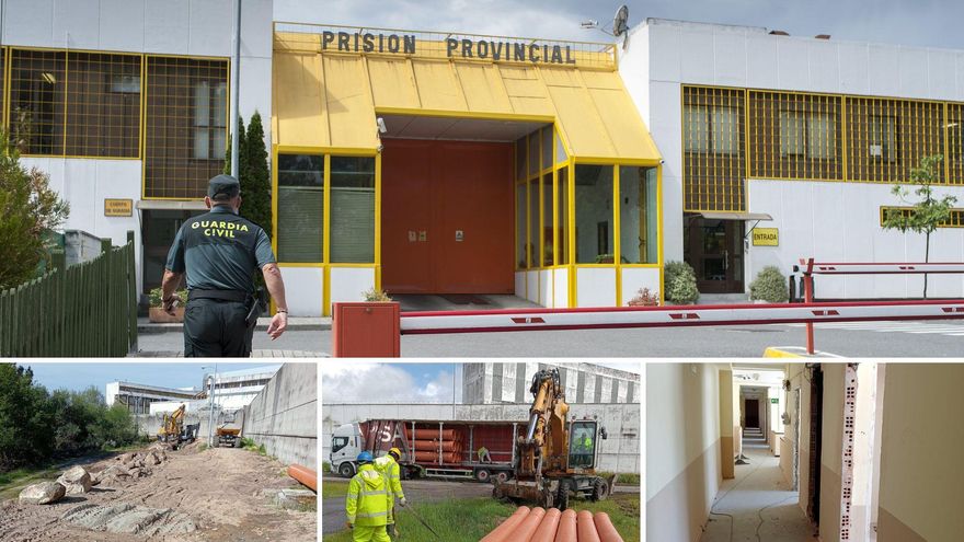 Zona de acceso al centro penitenciario de Pereiro de Aguiar, y distintas obras ya en marcha.