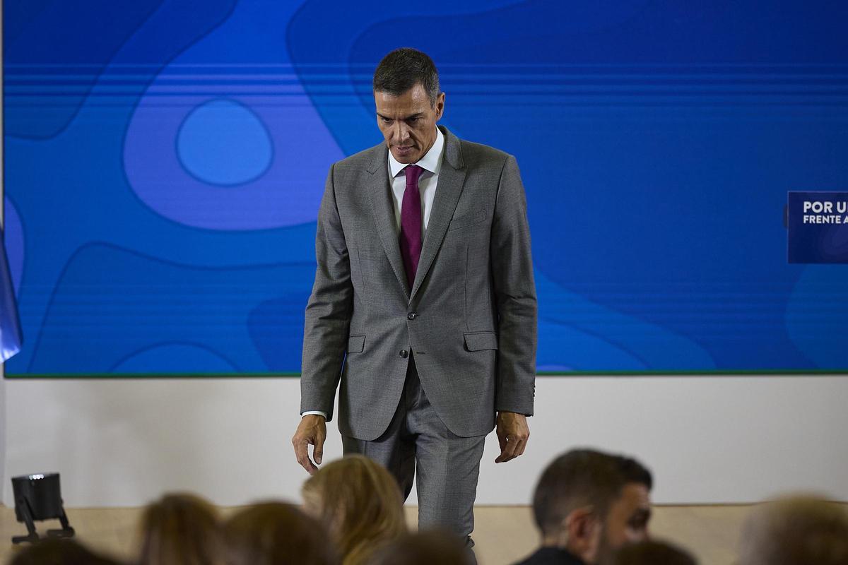 Pedro Sánchez, este lunes durante la presentación del "pacto de Estado frente a la emergencia climática".