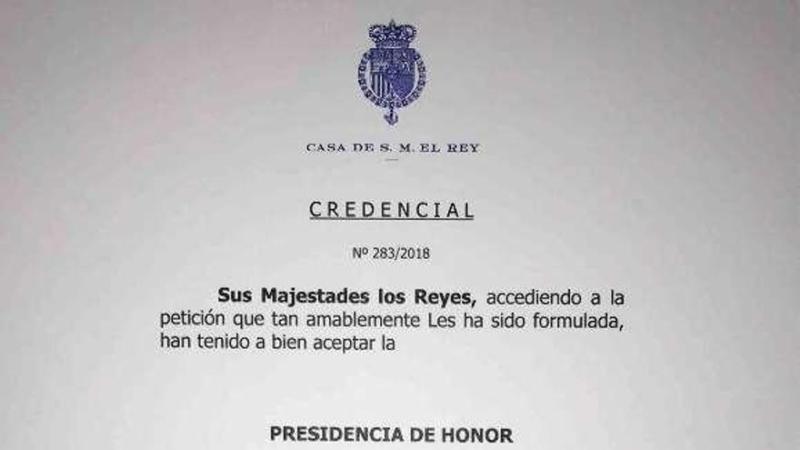 La credencial remitida por la Casa del Rey.