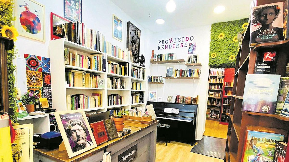 Interior de la librería Tráfico de Libros, en el barrio de Lavapiés de Madrid.