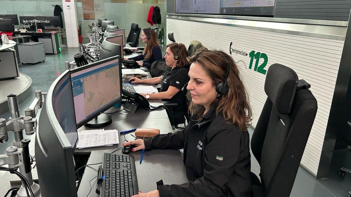 Trabajadores del Centro 112 de Extremadura.