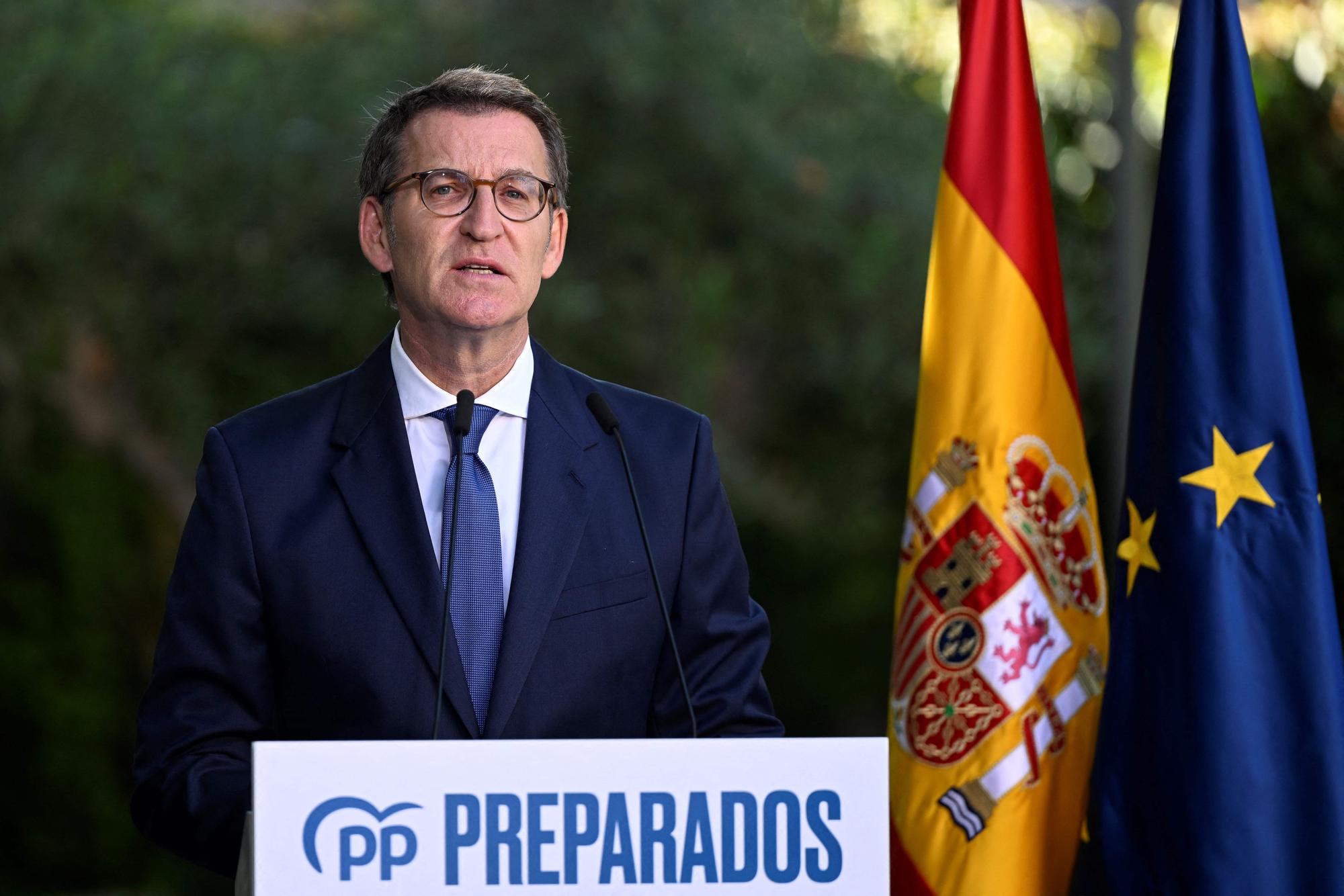 Feijóo durante el balance de curso político en el Senado.