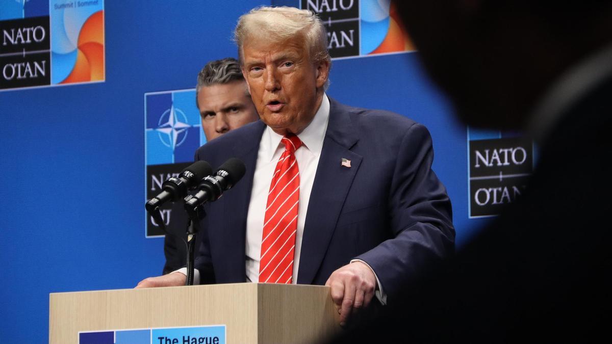 El president dels Estats Units, Donald Trump, durant la roda de premsa posterior a la cimera de l'OTAN celebrada a la Haia