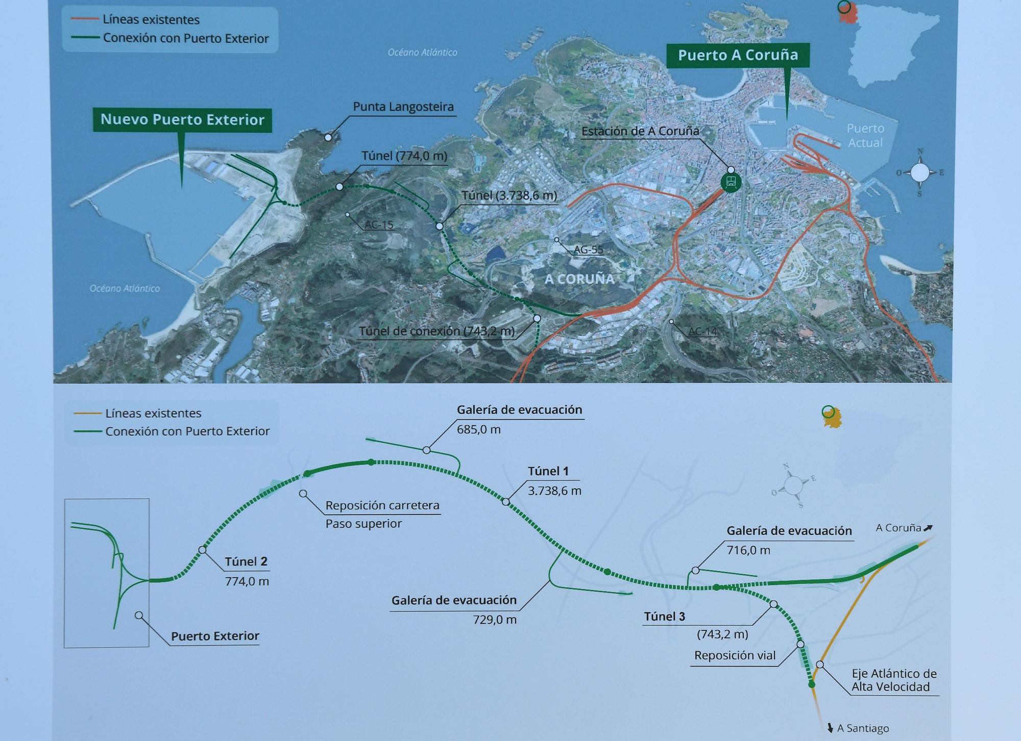 El tren a Langosteira avanza con la primera voladura en un túnel