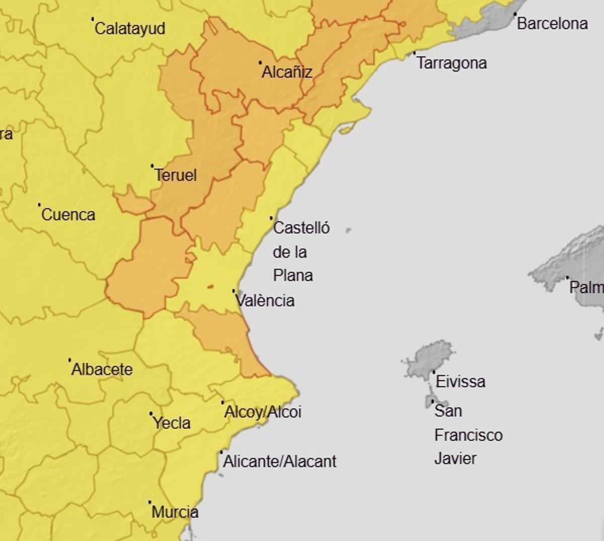 Avisos meteorológicos en la Comunitat Valenciana