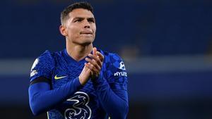 Thiago Silva al finalizar un partido con el Chelsea