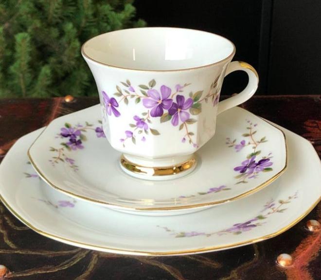 Taza y plato de porcelana vintage de Winterling