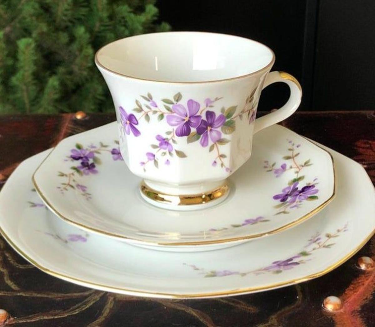 Taza y plato de porcelana vintage de Winterling