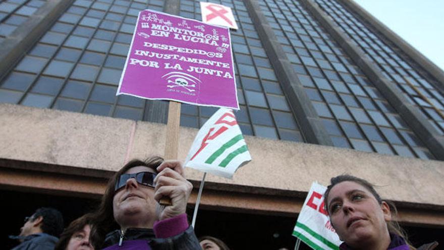 Una de las protestas de los monitores.