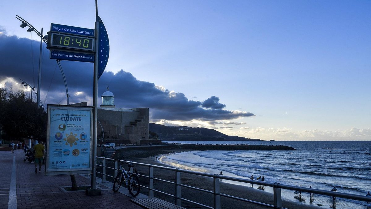 Imagen de un atardecer en el Paseo de Las Canteras.
