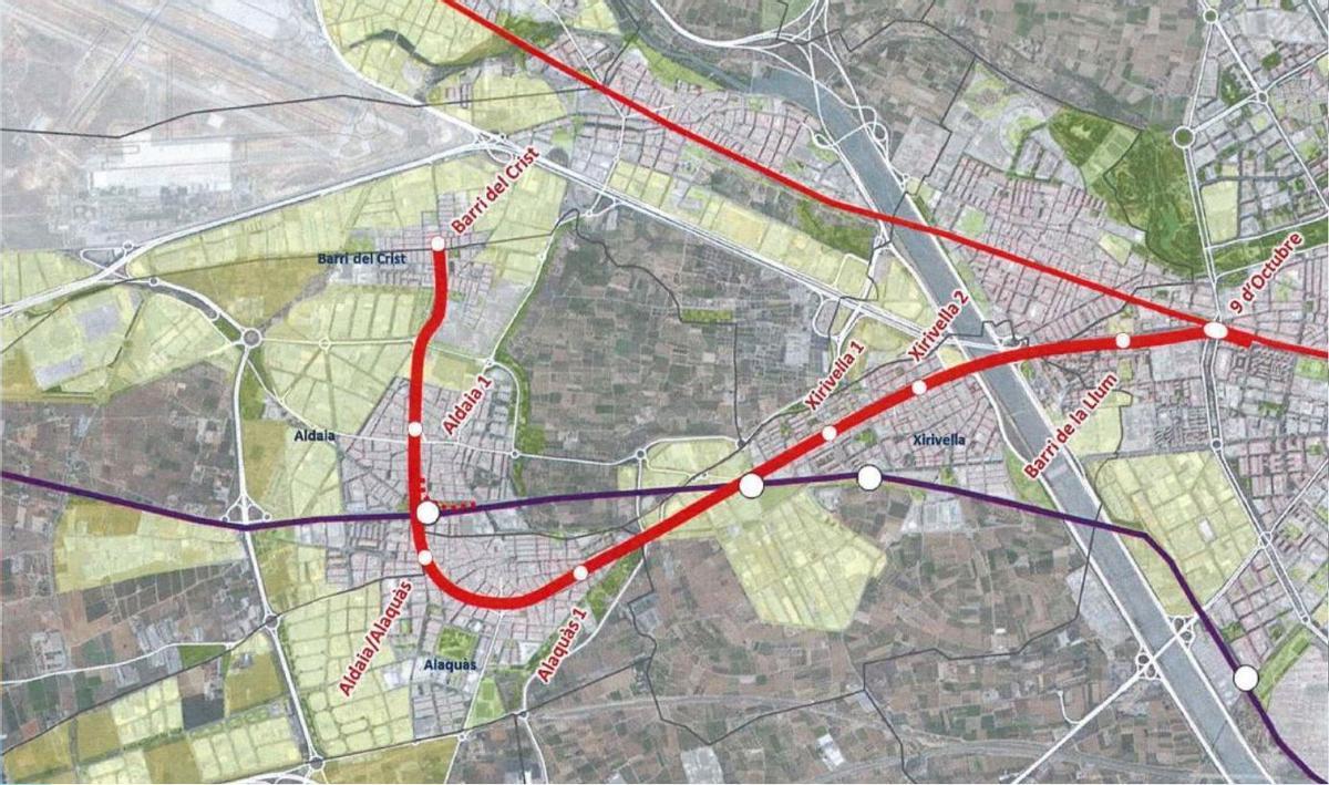 Alternativa de prolongaicón del metro hasta Barrio del Cristo.