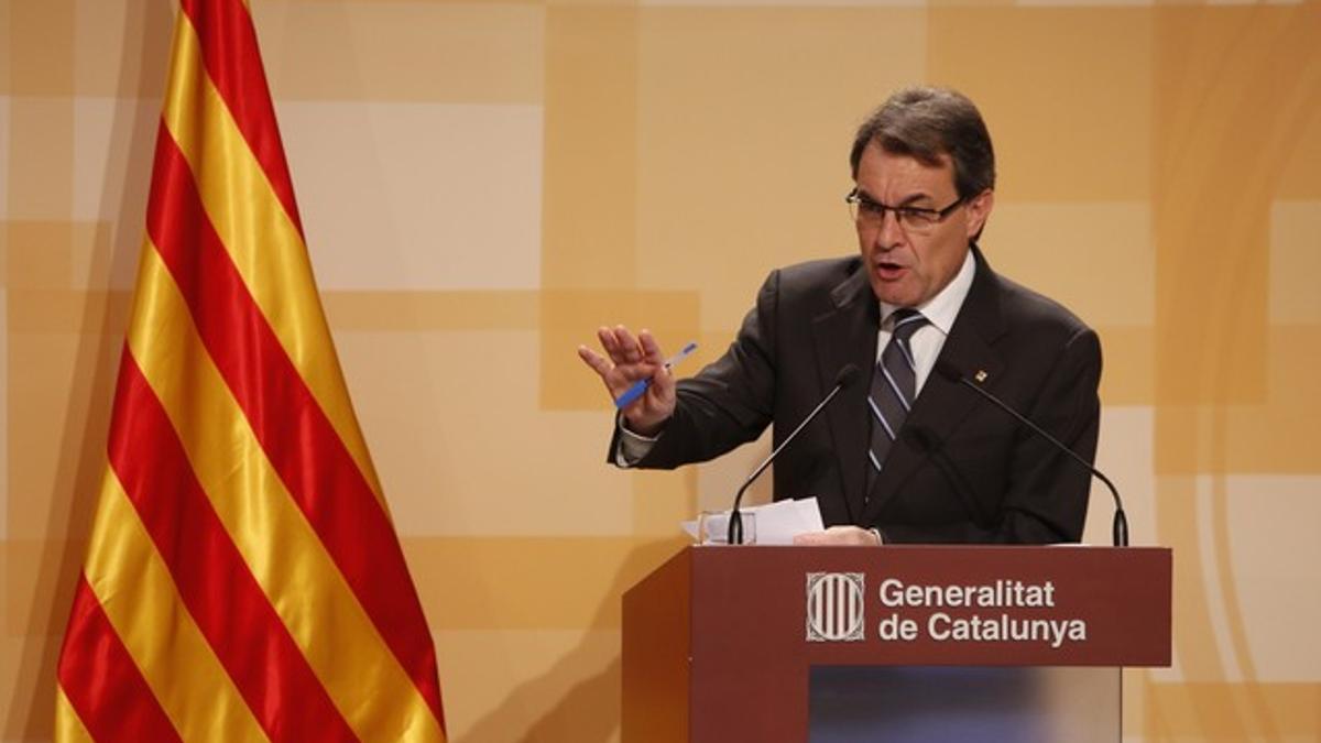 Artur Mas, durante la rueda de prensa de balance de los primeros 100 días del Govern, este miércoles.