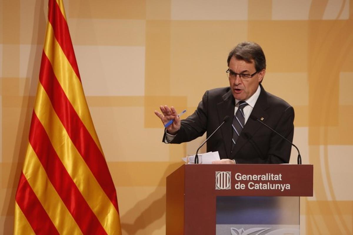 Artur Mas, durante la rueda de prensa de balance de los primeros 100 días del Govern, este miércoles.
