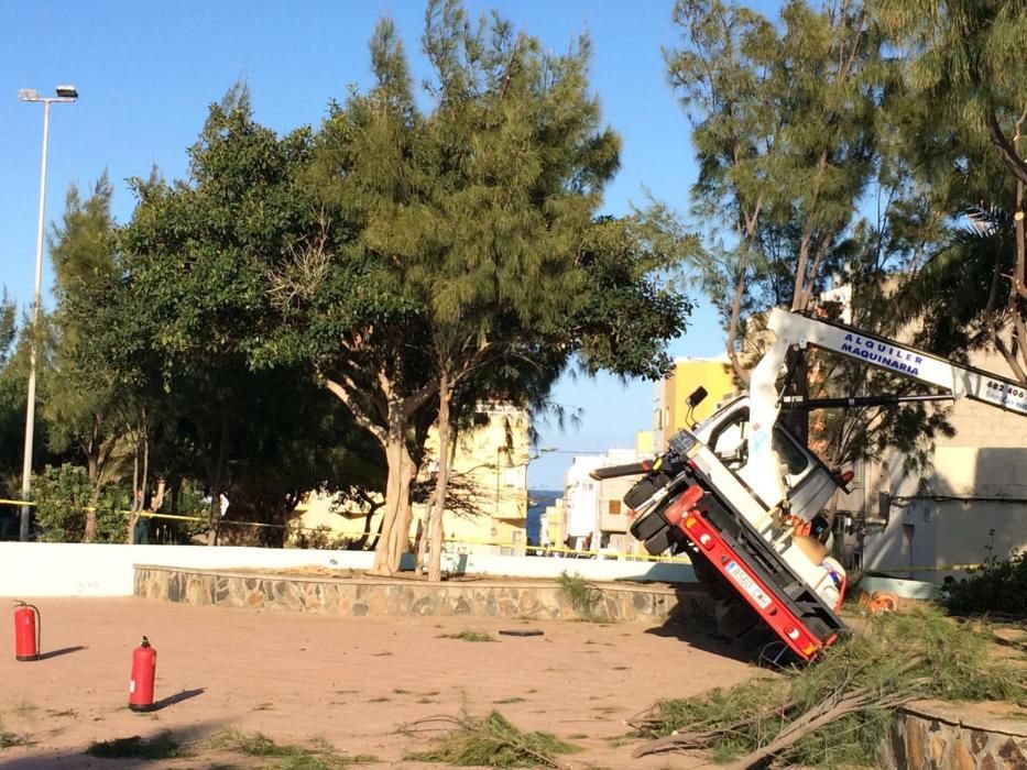 Accidente laboral con una grúa en un jardín de Ingenio