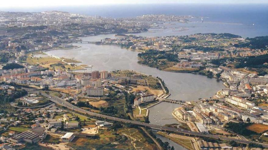 Vista aérea de la ría de O Burgo.