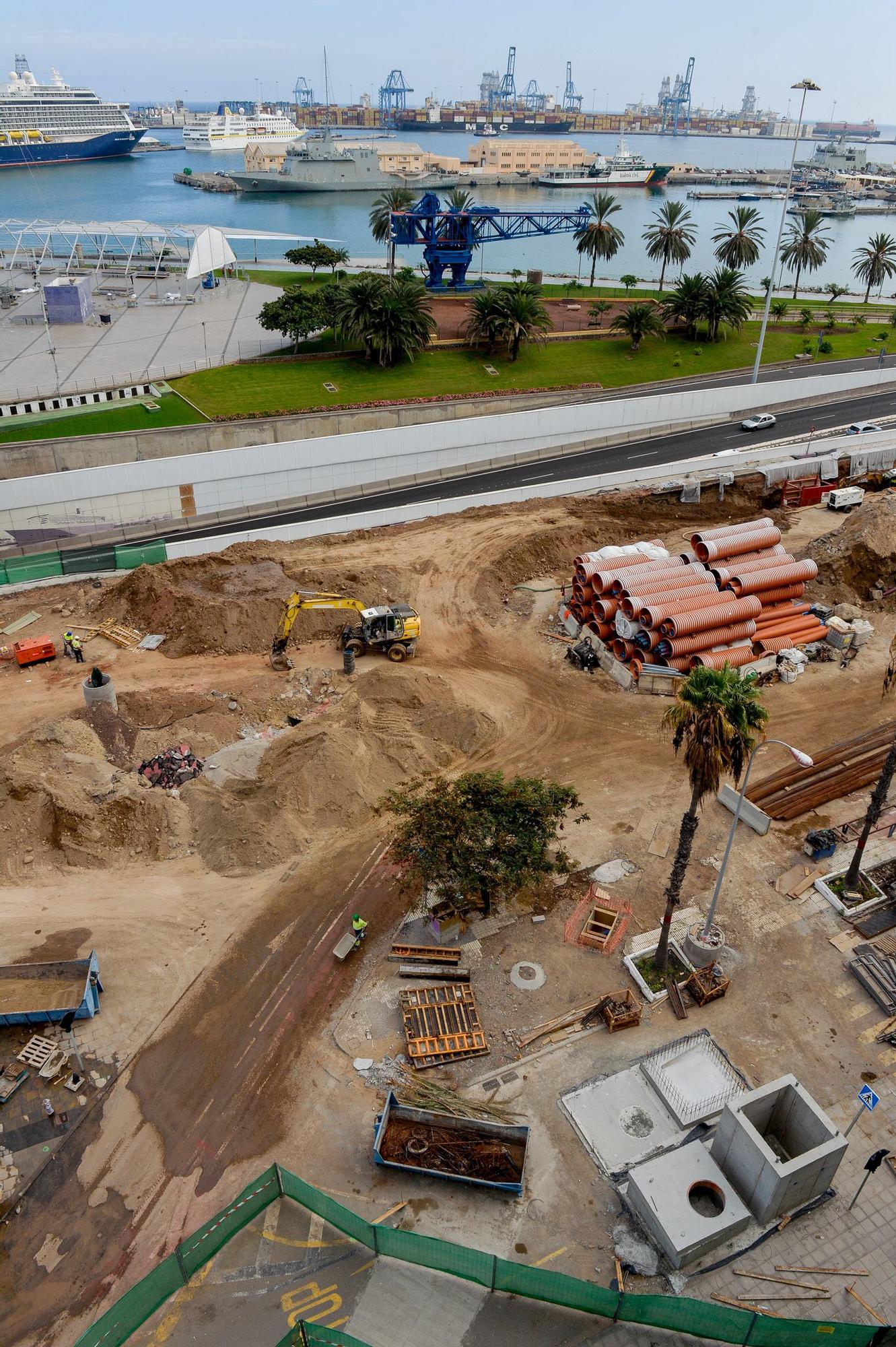 Obras de la Metroguagua en Parque Blanco