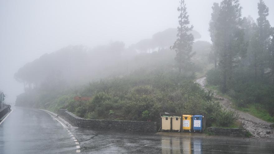 Así fue la helada con aguanieve en la cumbre de Gran Canaria