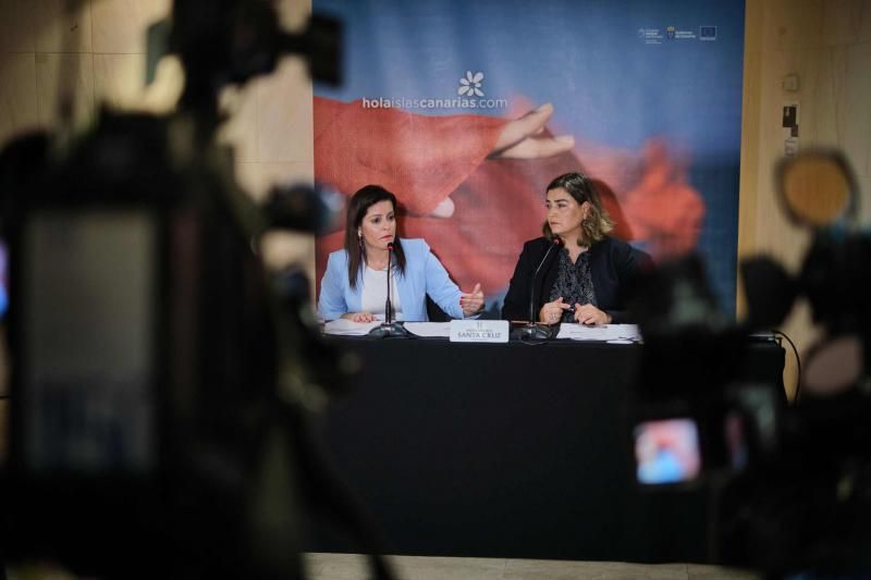 La consejera de Turismo, Industria y Comercio del Gobierno de Canarias, Yaiza Castilla, informa en rueda de prensa sobre acciones y estrategias para minimizar el impacto de la crisis generada por el COVID-19 en la demanda turística, así como de la reorganización de agenda, tras la suspensión de la Feria Internacional de Turismo de Berlín (ITB).  | 02/03/2020 | Fotógrafo: Andrés Gutiérrez Taberne