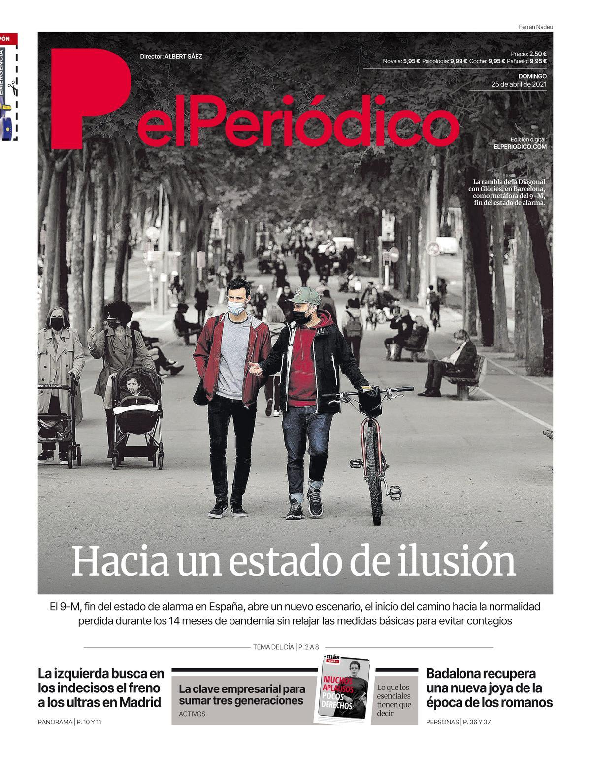 La portada d’EL PERIÓDICO del 25 d’abril del 2021