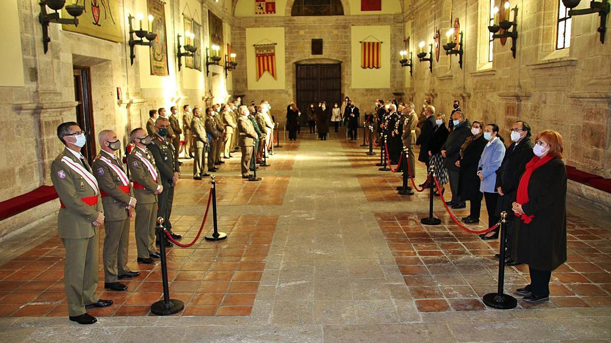 Un instante de la celebración de la Pascua Militar, ayer en València.  | CGTAD