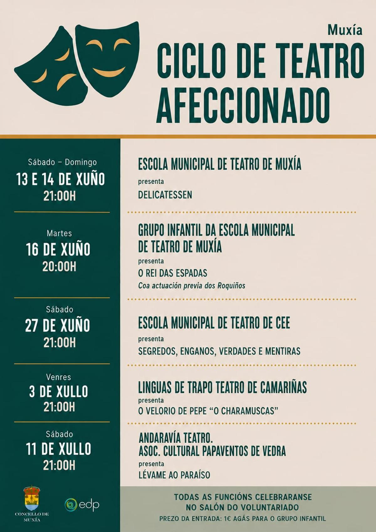 Cartel promocional do I Ciclo de Teatro Afeccionado de Muxía.