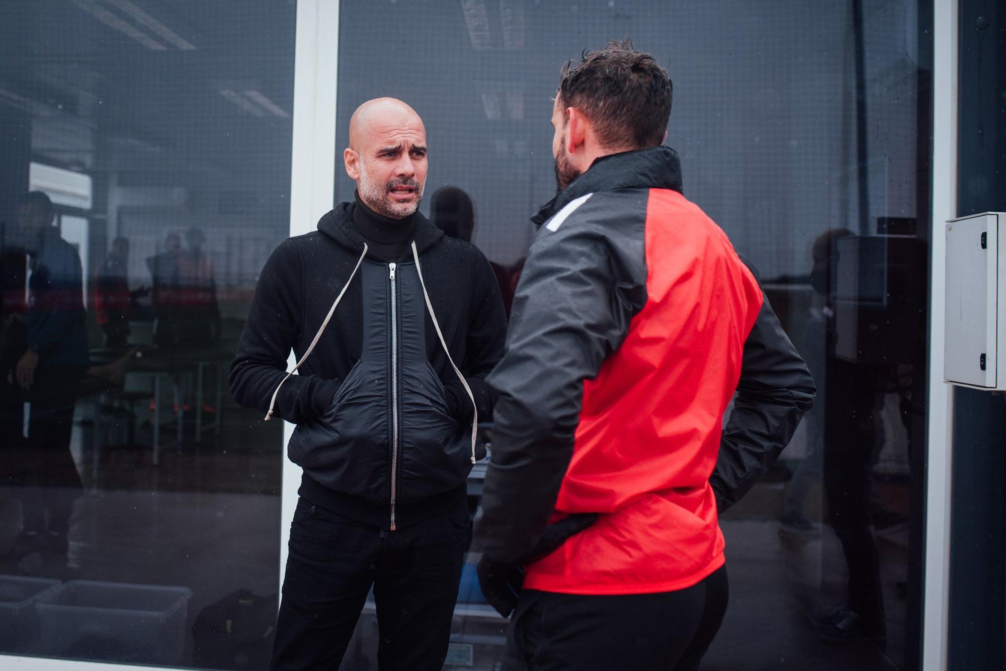 Pep Guardiola visita el Girona a La Vinya per conèixer Míchel