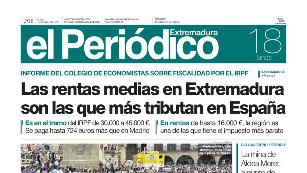 Consulta la portada correspondiente al día 18 de abril del 2022