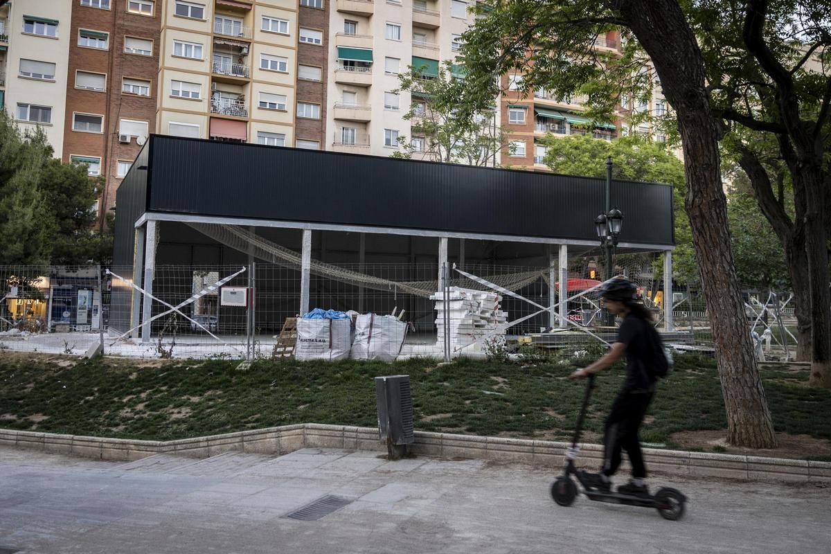 Estado de las obras del parque Pignatelli, este lunes.