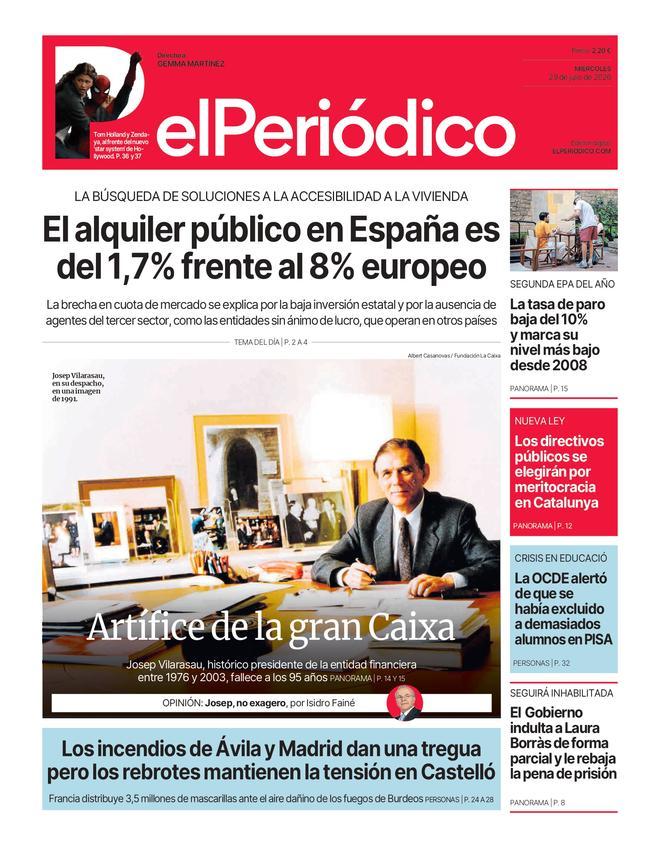 La portada de EL PERIÓDICO del 29 de julio de 2026
