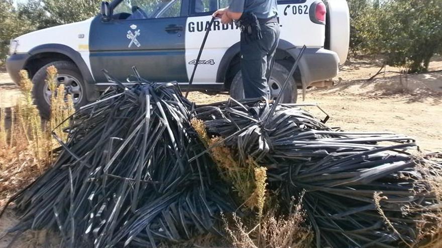 Investigados tres vecinos de Don Benito por robar 1.600 metros de goma de riego