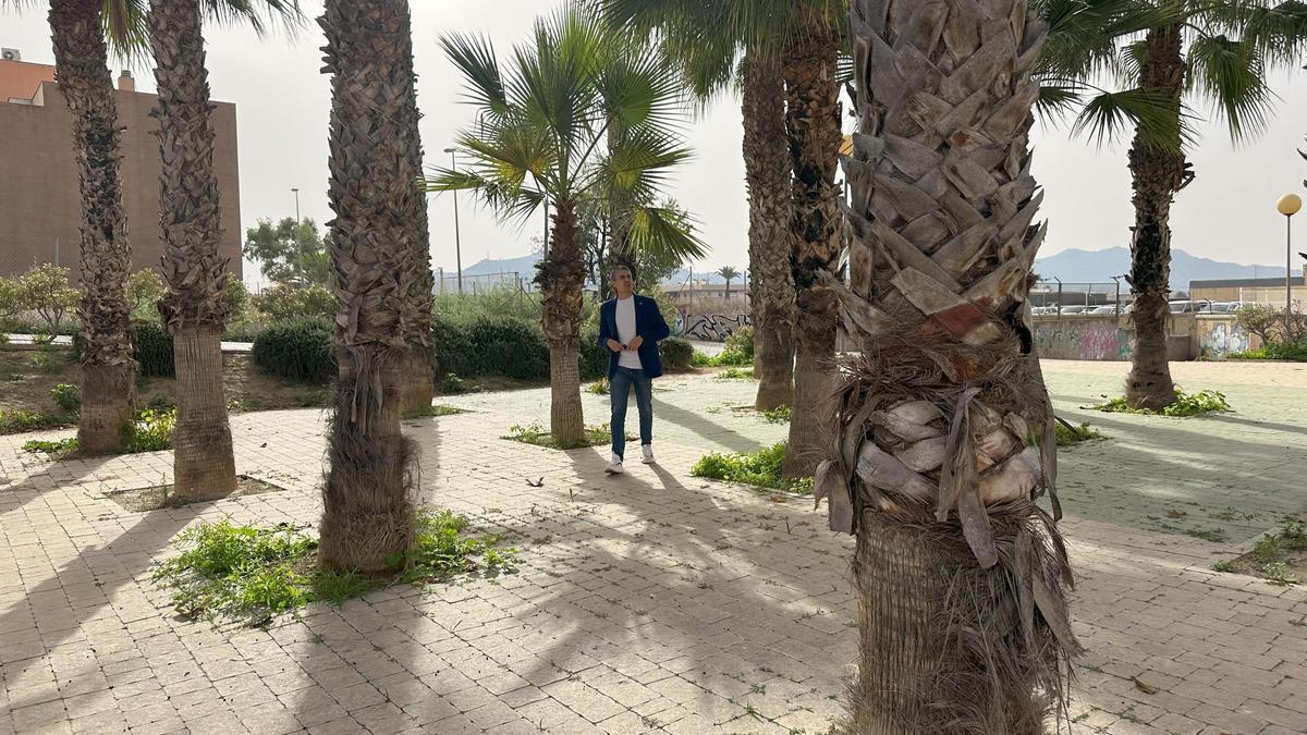 El portavoz de MC, Jesús Giménez Gallo, visita una de las zonas verdes de Los Barreras