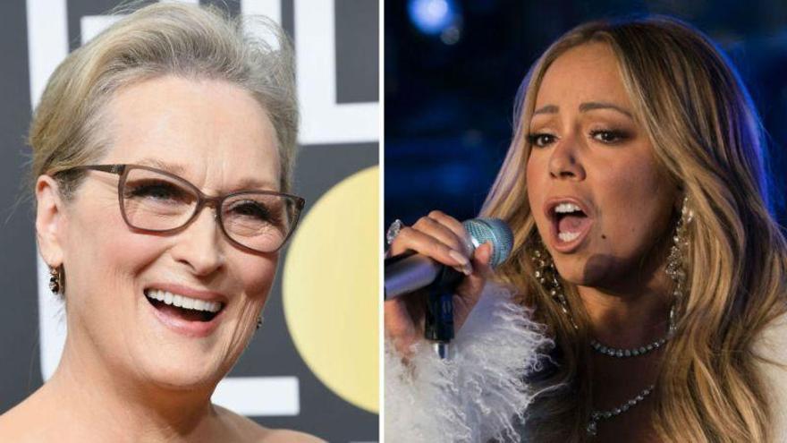 Así reacciona Meryl Streep cuando Mariah Carey &quot;roba&quot; su asiento en la gala de los Globos de Oro