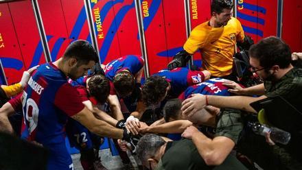 Los jugadores del Barça, antes de un partido