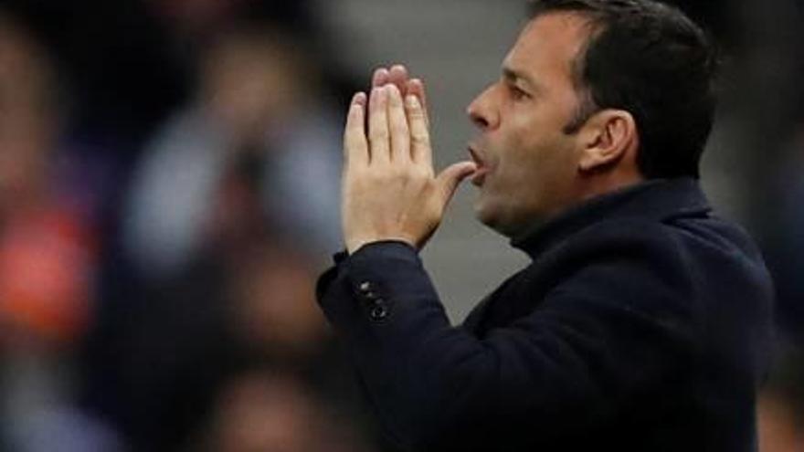 Javi Calleja, durante el partido de ayer en Ibrox.