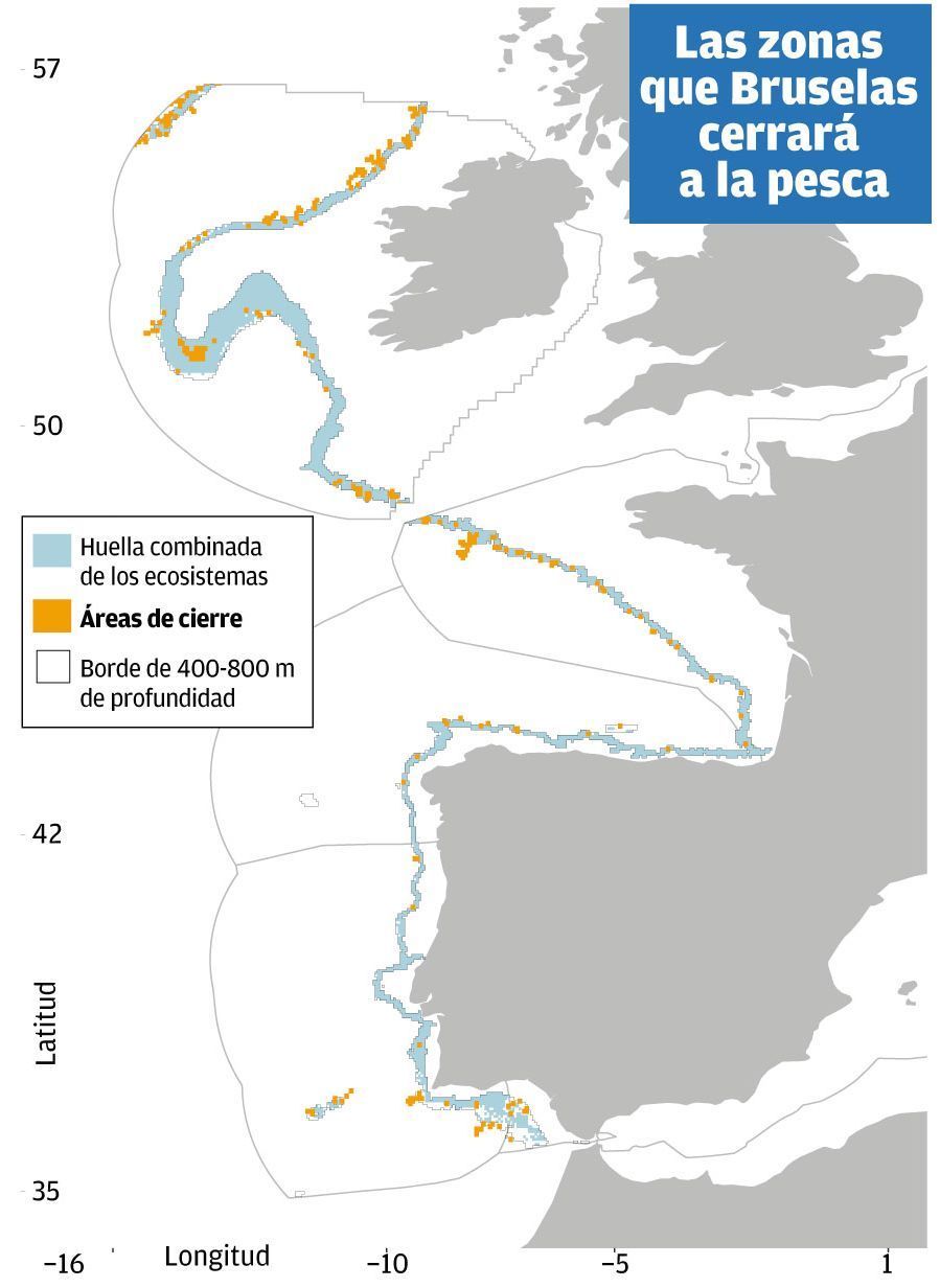 Las zonas que Bruselas cerrará a la pesca