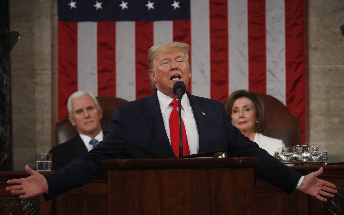 U.S. President Donald Trump delivers his State of the Union address to a joint session of the U.S. Congress in the House Chamber of the U.S. Capitol in Washington, U.S. February 4, 2020. REUTERS/Leah Millis/POOL