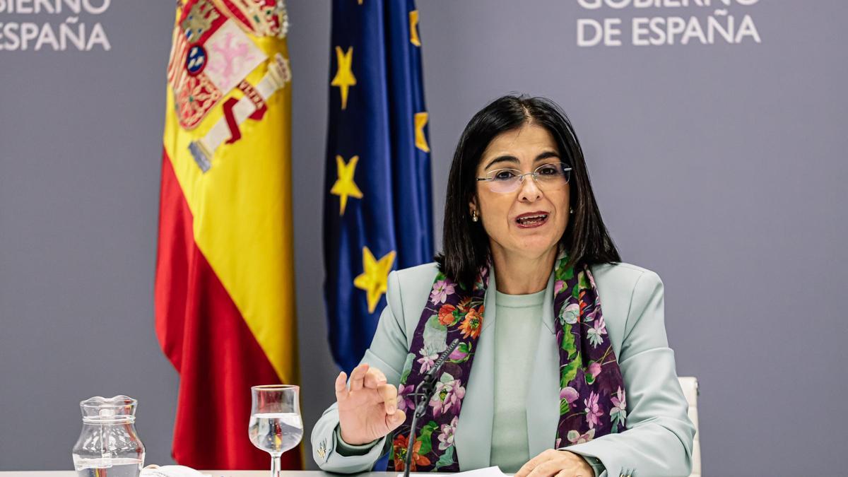 La ministra de Sanidad, Carolina Darias, comparece en rueda de prensa para informar sobre la situación epidemiológica y el desarrollo de la Campaña de Vacunación en el Ministerio de Sanidad, a 23 de noviembre de 2021, en Madrid, (España). Durante la rueda